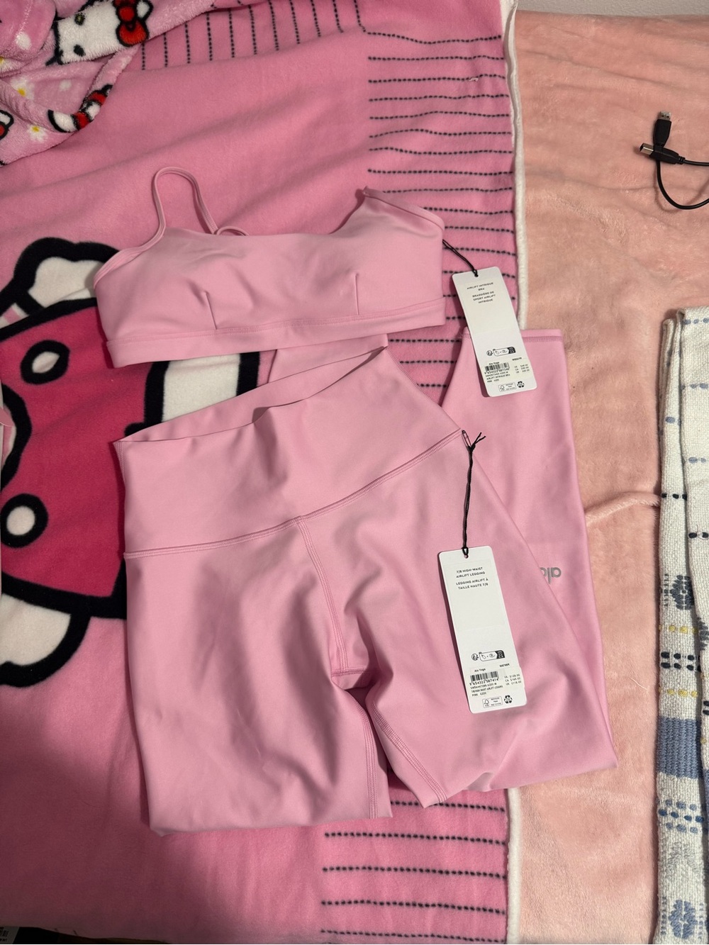 ALO Women’s Pink Activewear Set - Sports Bra & High-Waist Shorts